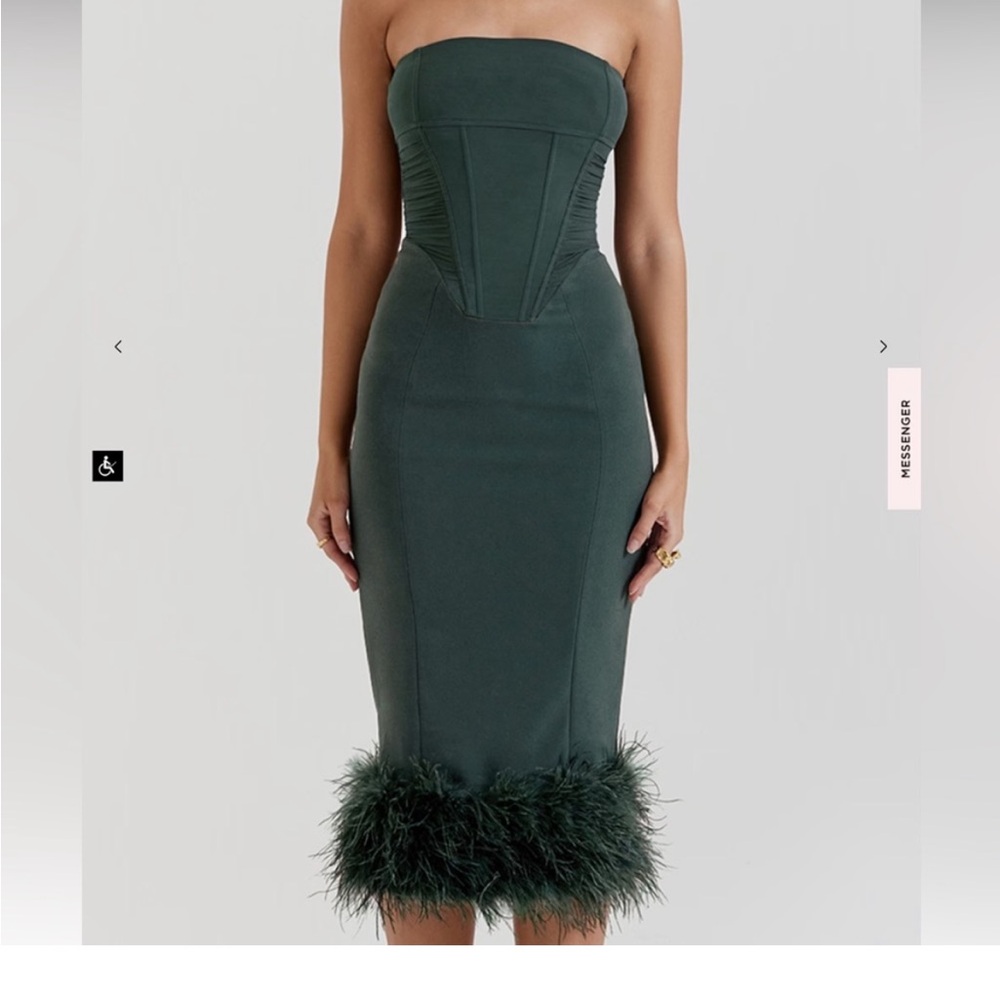 House of CB Forest Green Strapless Dress